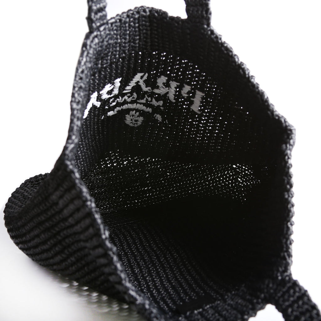 Yarn Raffia Embroidered Tote Black/White