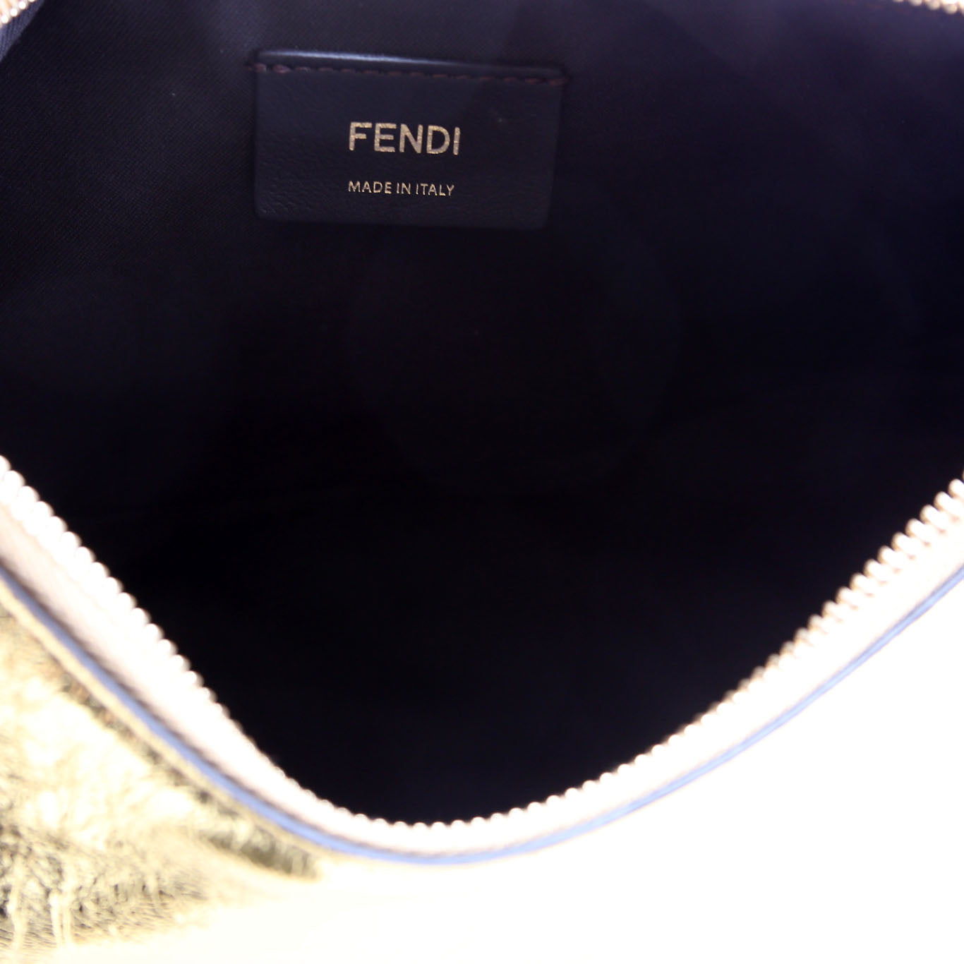 8BR798 Fendigraphy Small Leather Hobo Gold