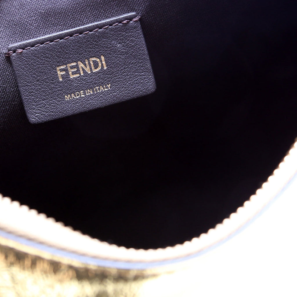 8BR798 Fendigraphy Small Leather Hobo Gold