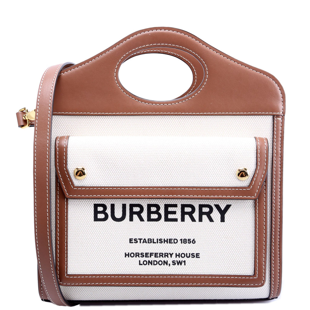 Pocket Bag Mini Canvas White/Brown