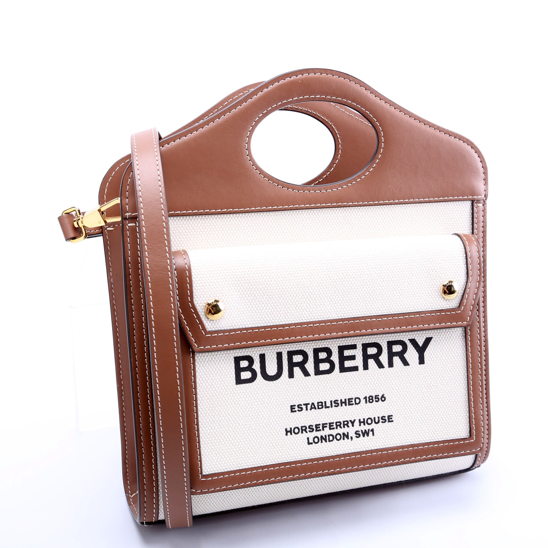 Pocket Bag Mini Canvas White/Brown