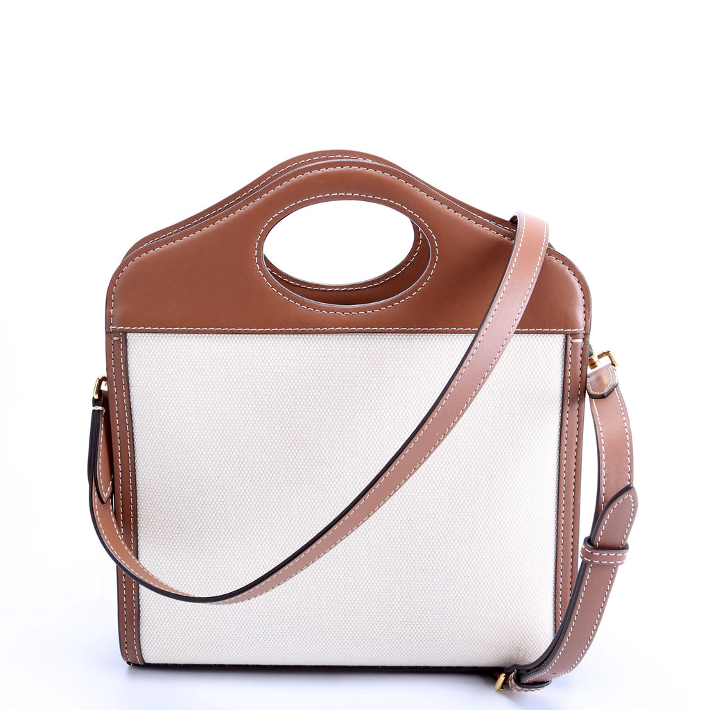 Pocket Bag Mini Canvas White/Brown