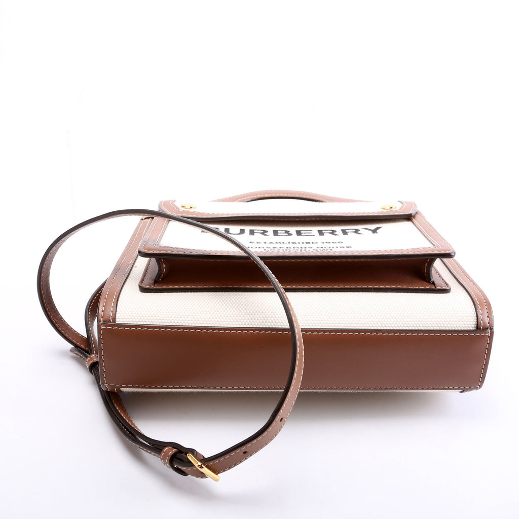 Pocket Bag Mini Canvas White/Brown