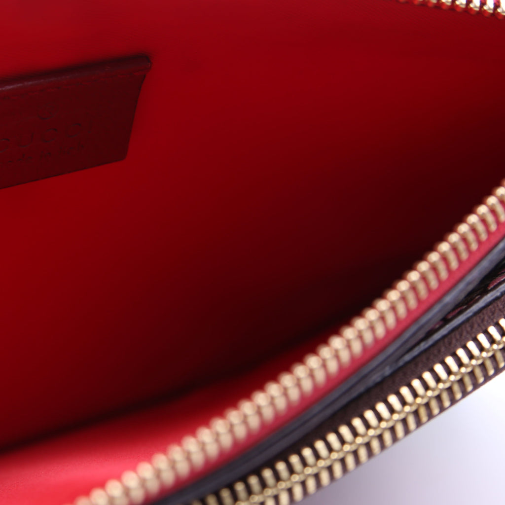 Gucci 454111 GG Supreme Blooms/Bengal Double Zip Shoulder Bag Red