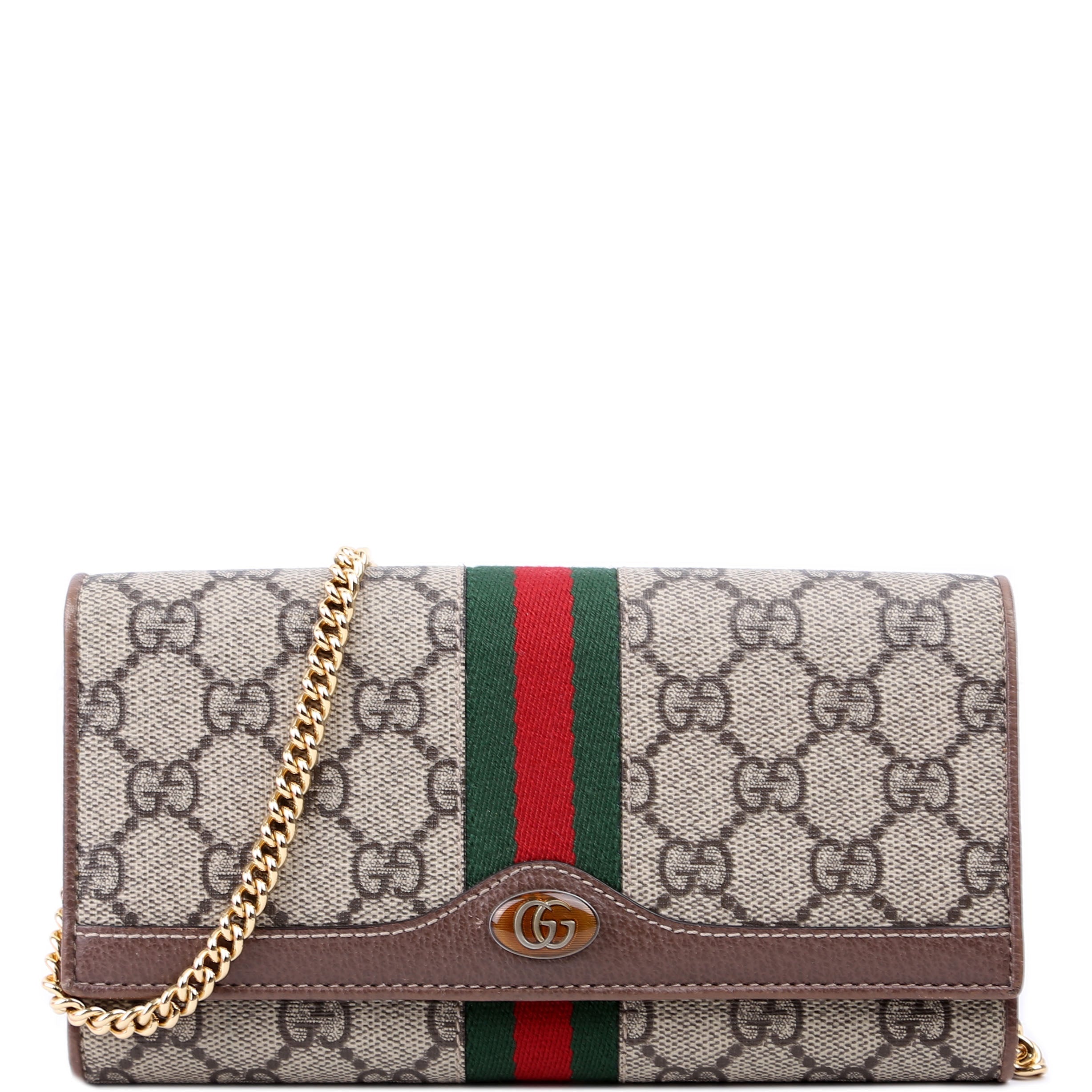 546592 Ophidia GG Supreme Chain Wallet Brown