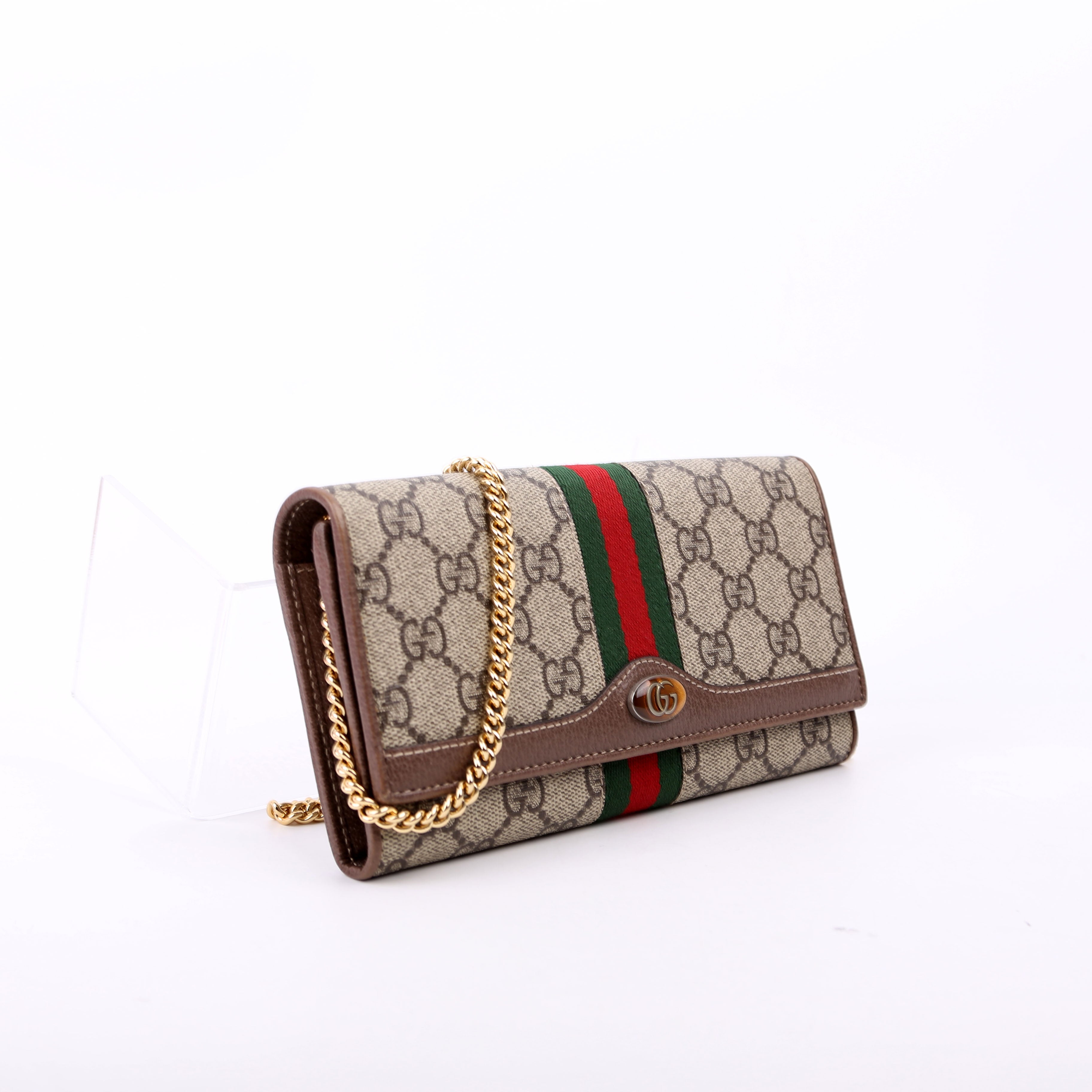 546592 Ophidia GG Supreme Chain Wallet Brown