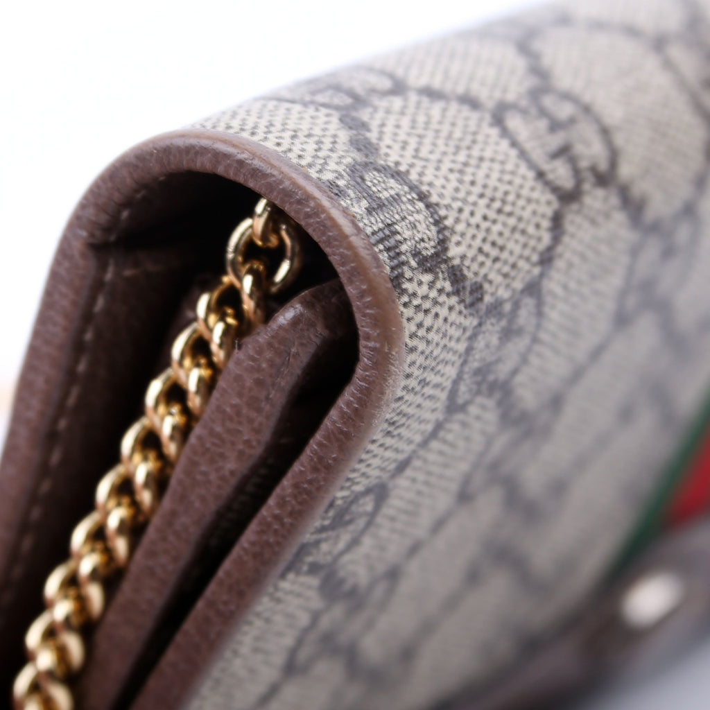 546592 Ophidia GG Supreme Chain Wallet Brown