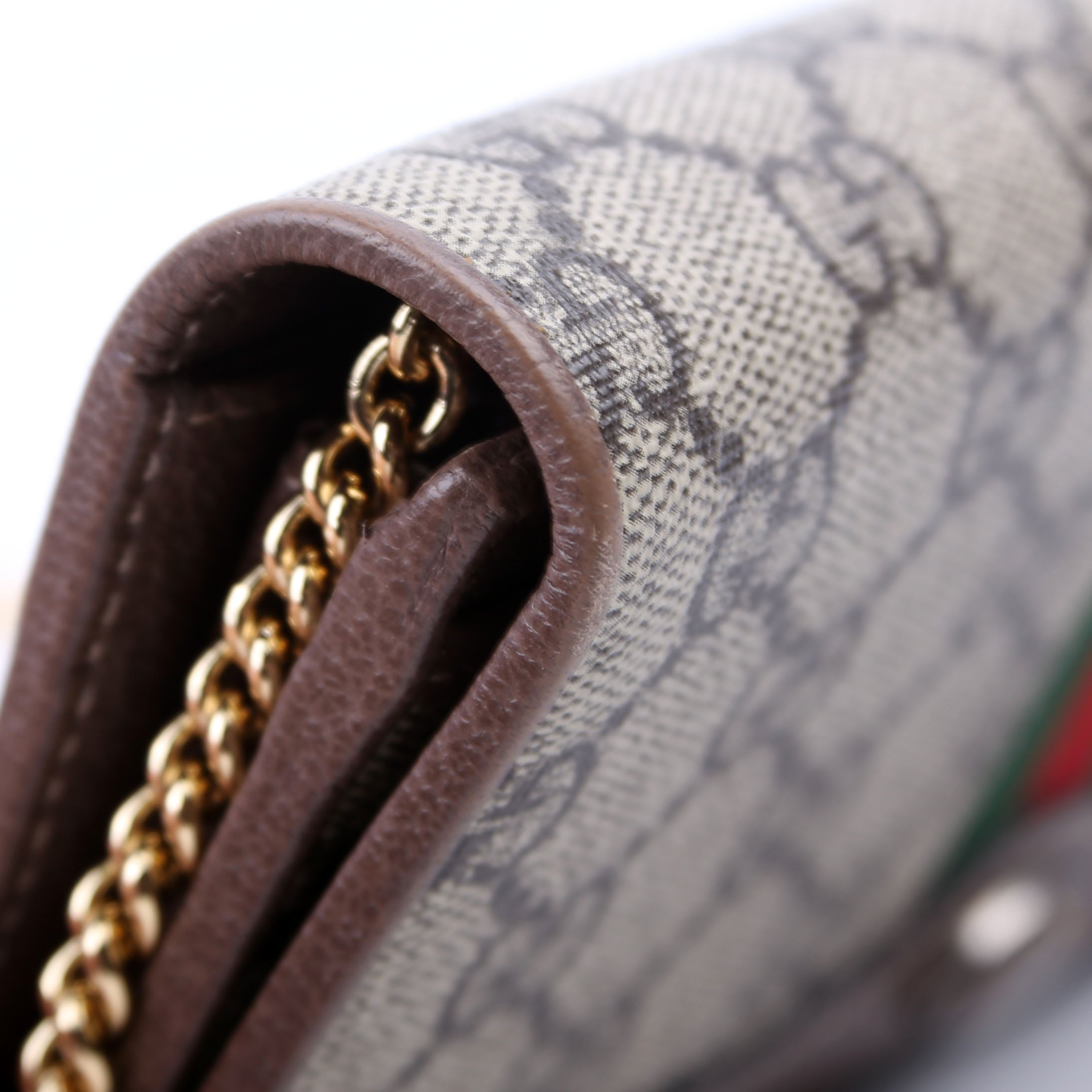 546592 Ophidia GG Supreme Chain Wallet Brown