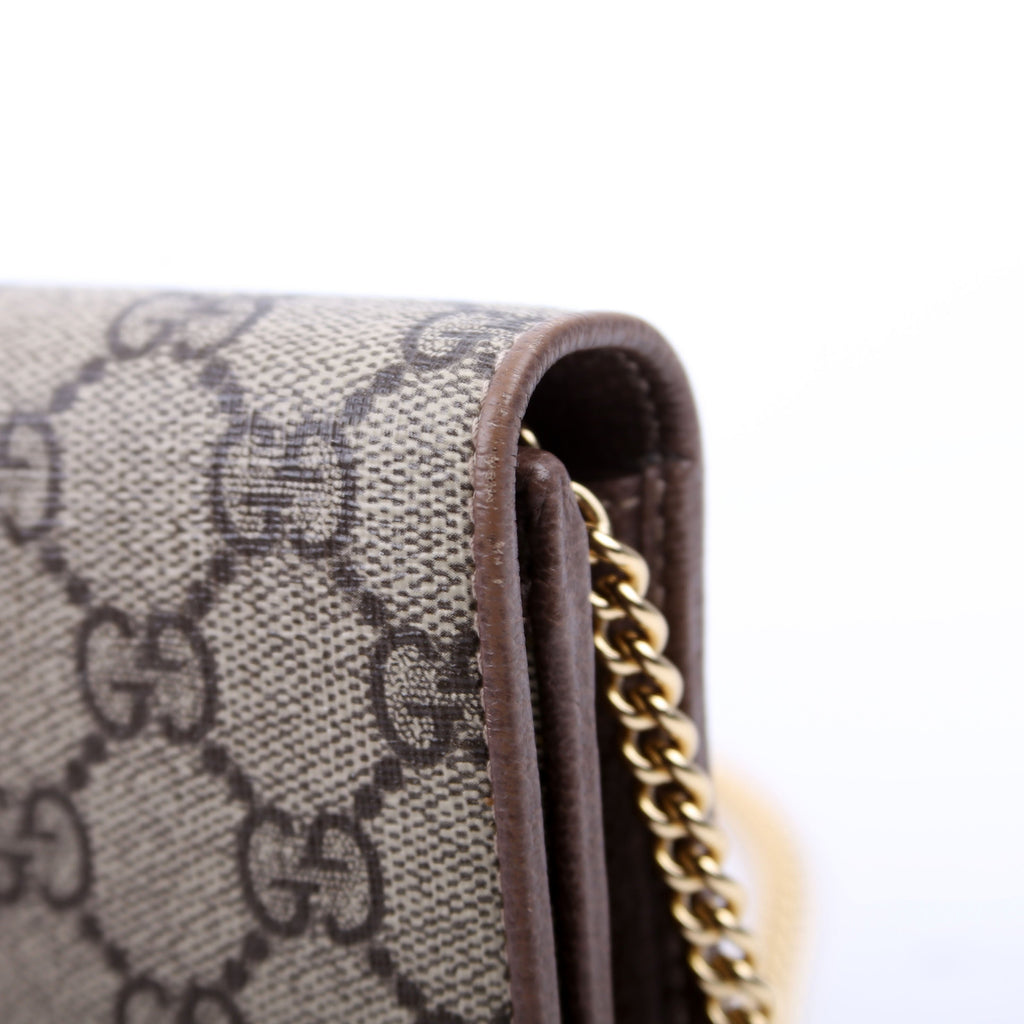 546592 Ophidia GG Supreme Chain Wallet Brown