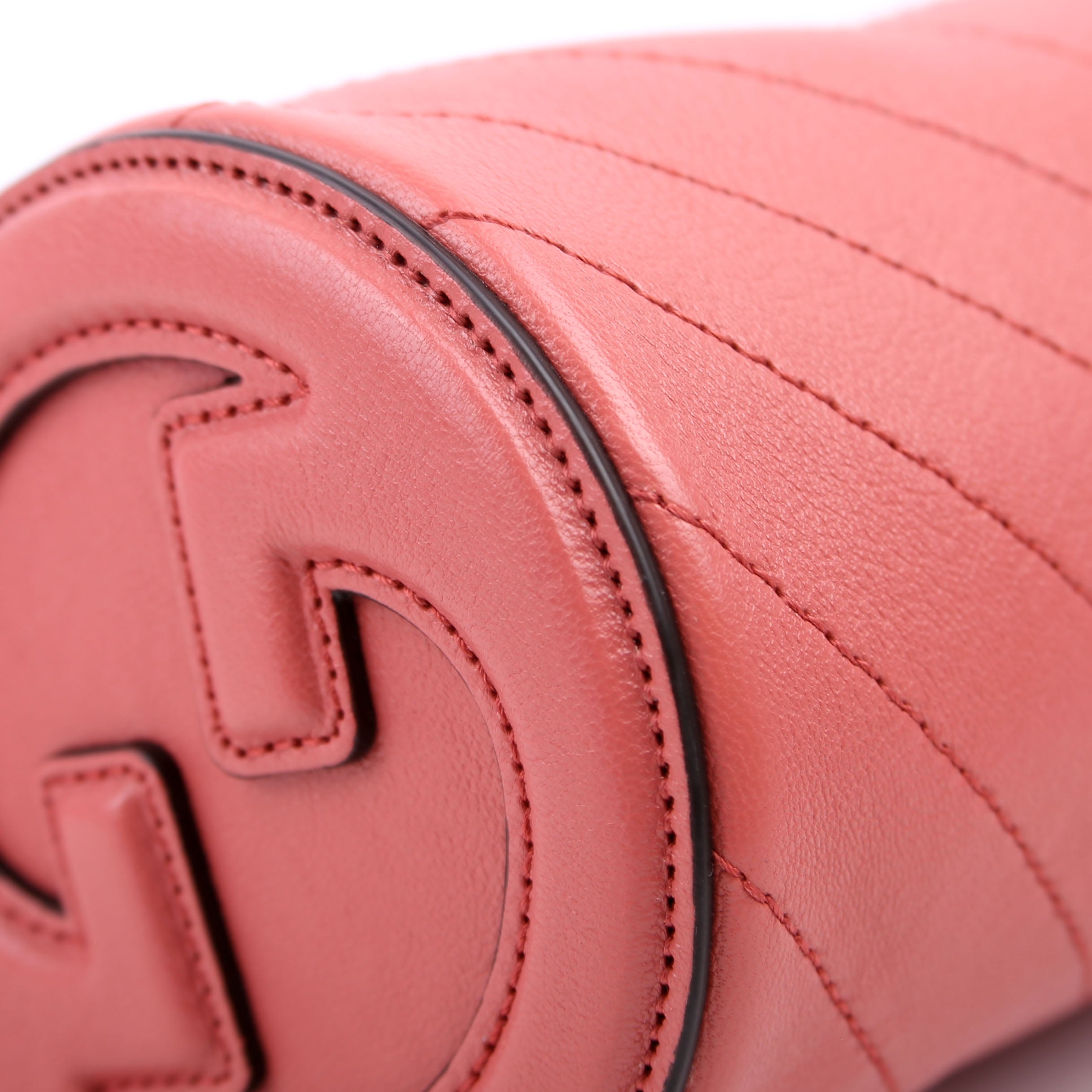 Gucci 760170 Diagonal Stitch Calfskin Blondie Mini Barrel Bag Pink