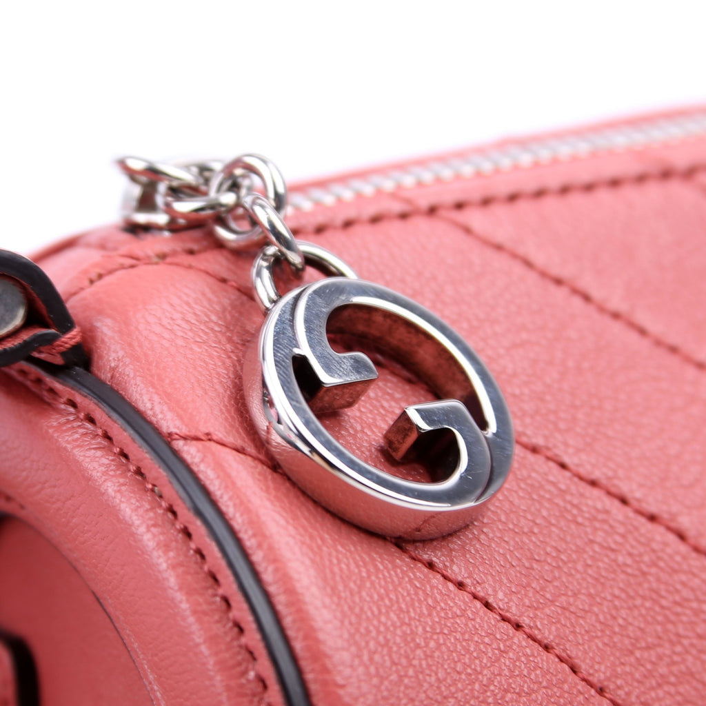 Gucci 760170 Diagonal Stitch Calfskin Blondie Mini Barrel Bag Pink