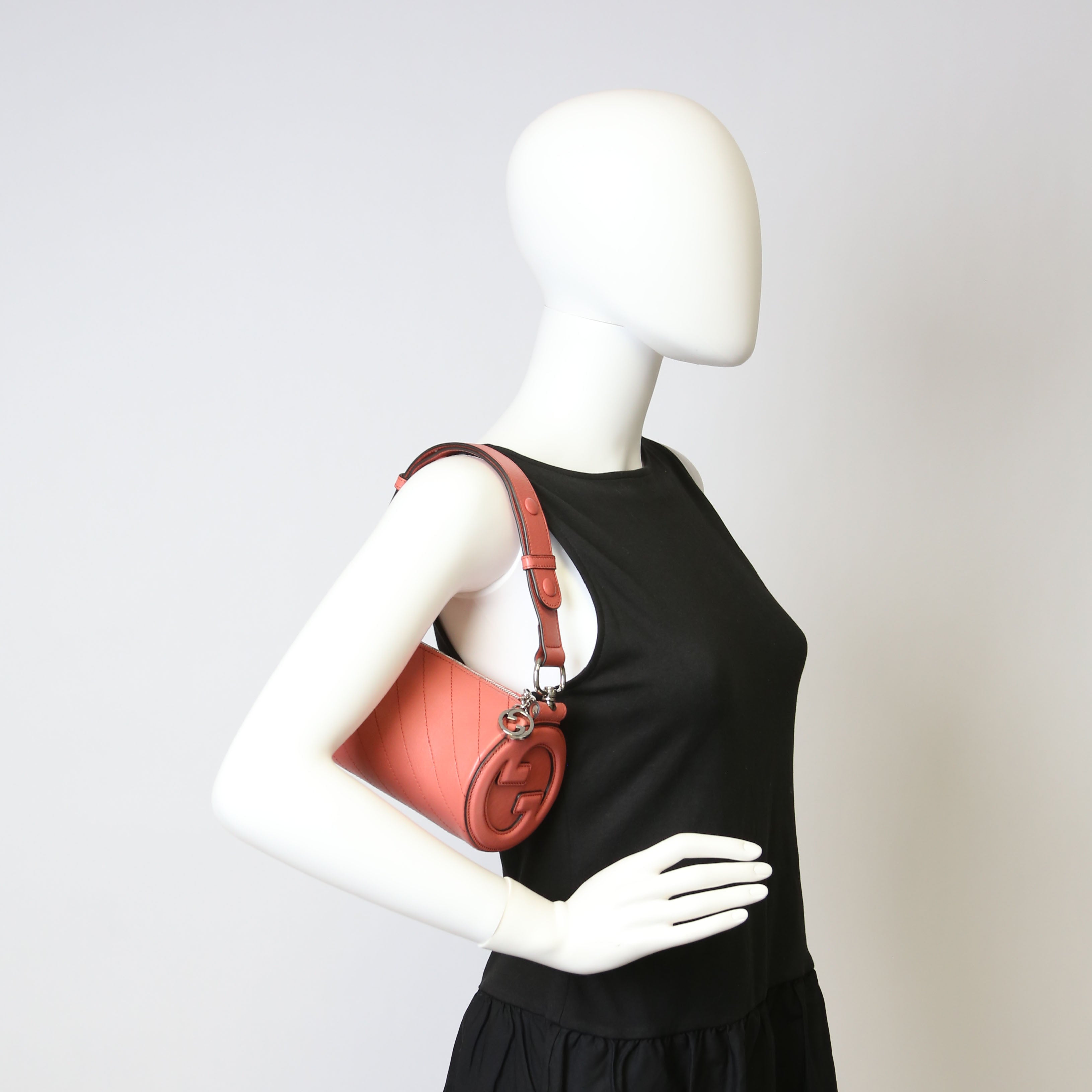Gucci 760170 Diagonal Stitch Calfskin Blondie Mini Barrel Bag Pink