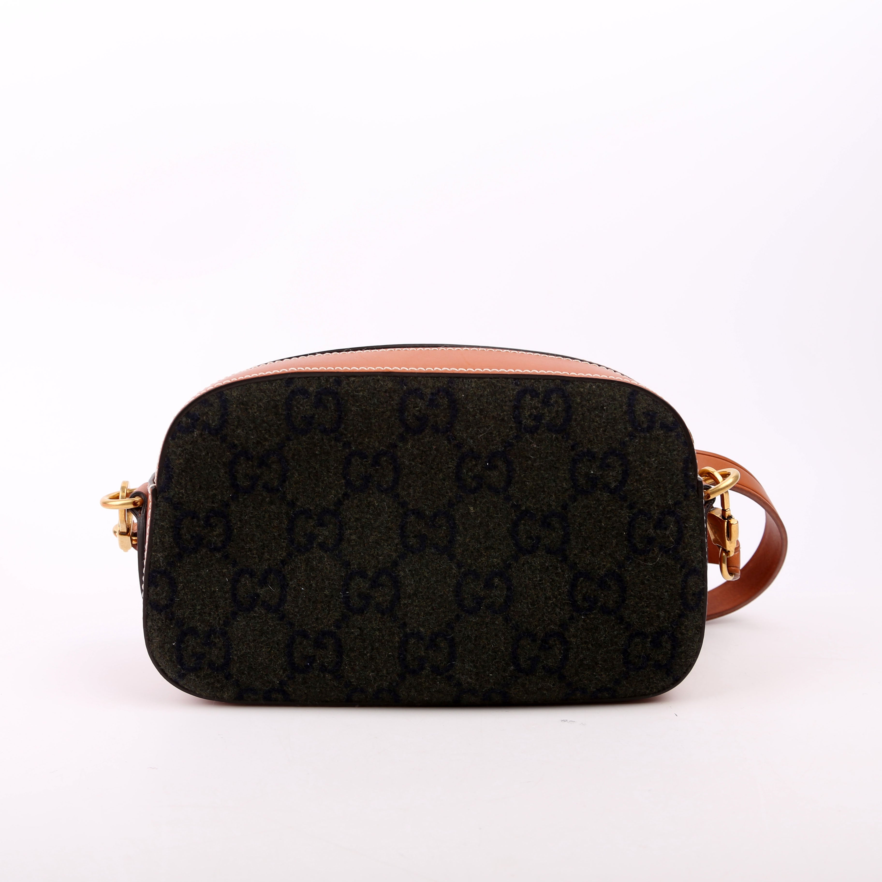 671625 GG Wool/Calfskin Script Patch Shoulder