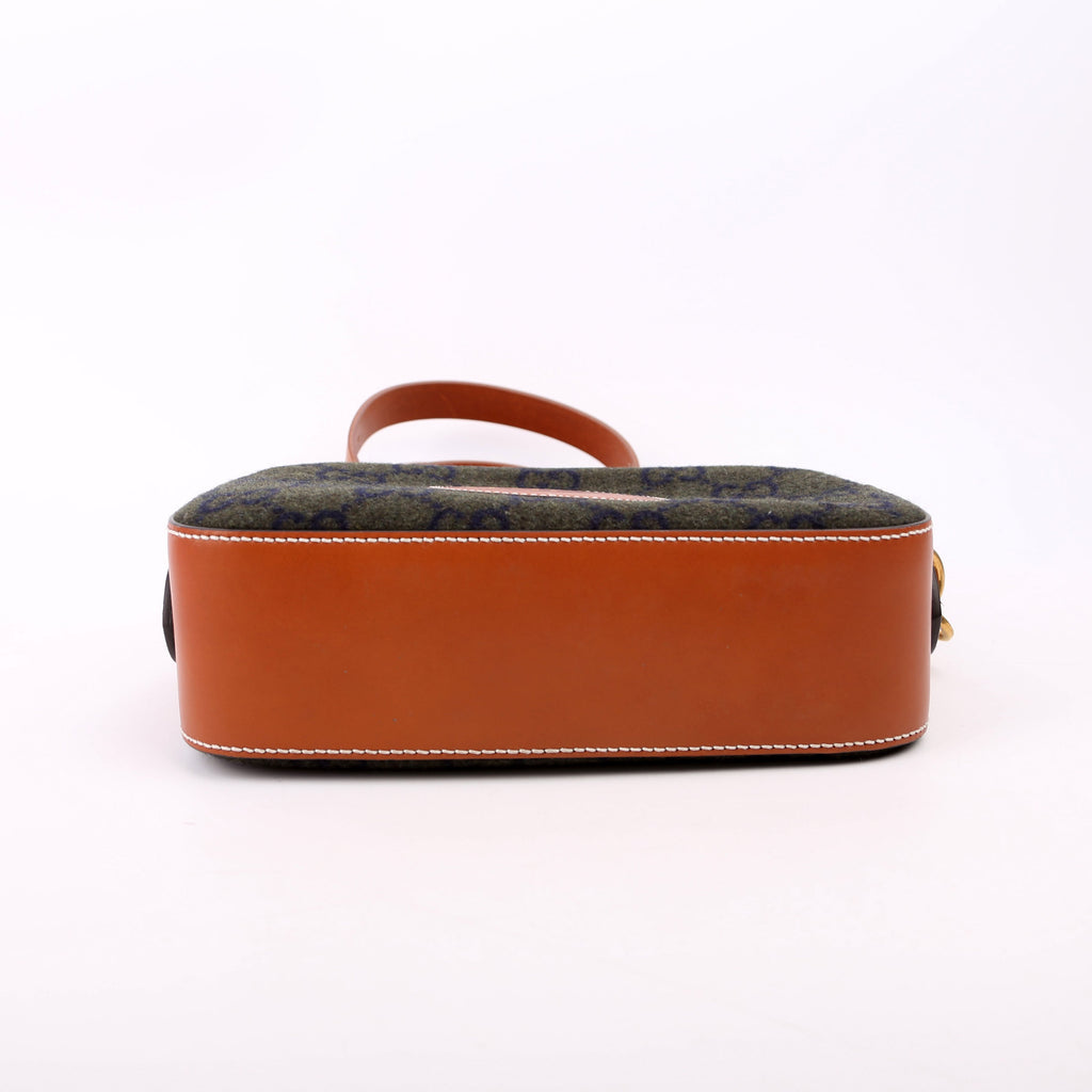 671625 GG Wool/Calfskin Script Patch Shoulder
