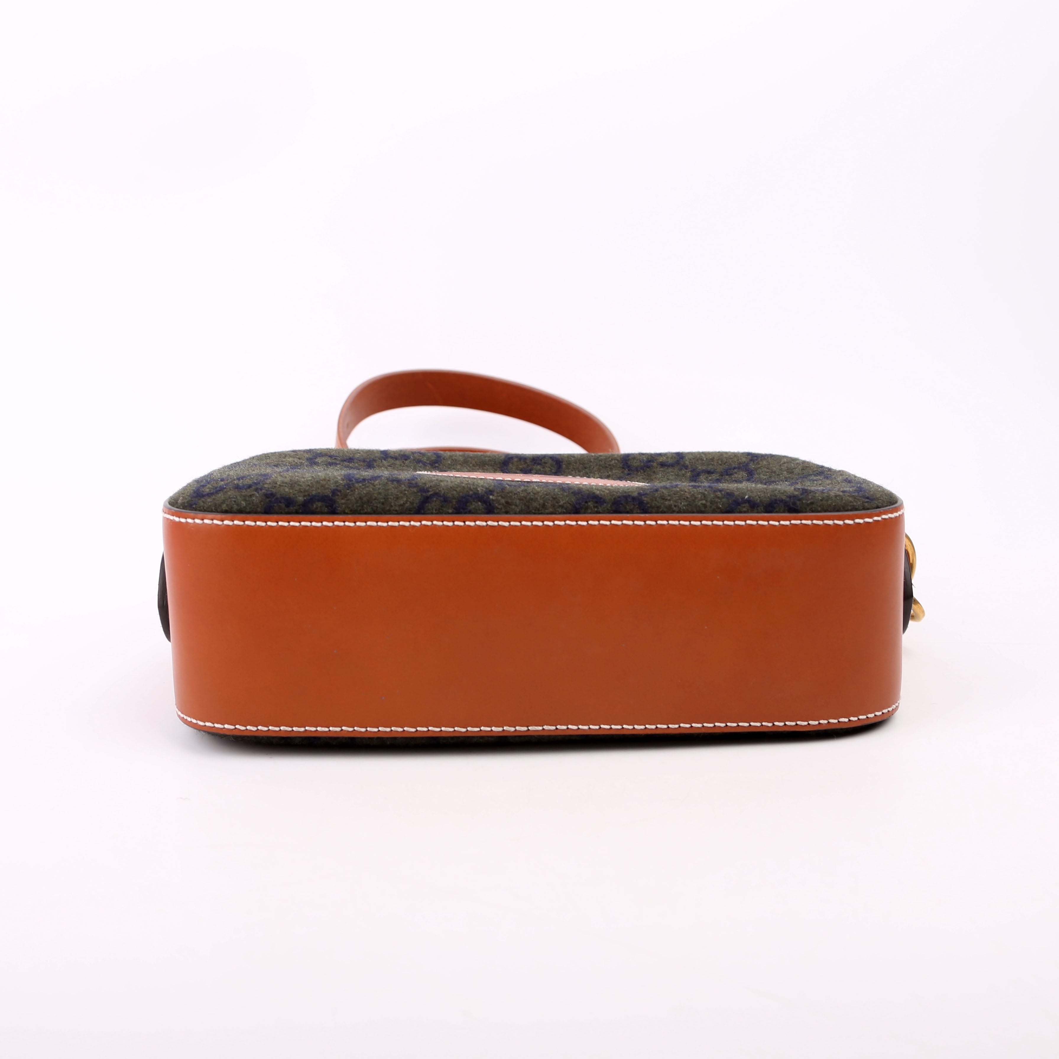 671625 GG Wool/Calfskin Script Patch Shoulder