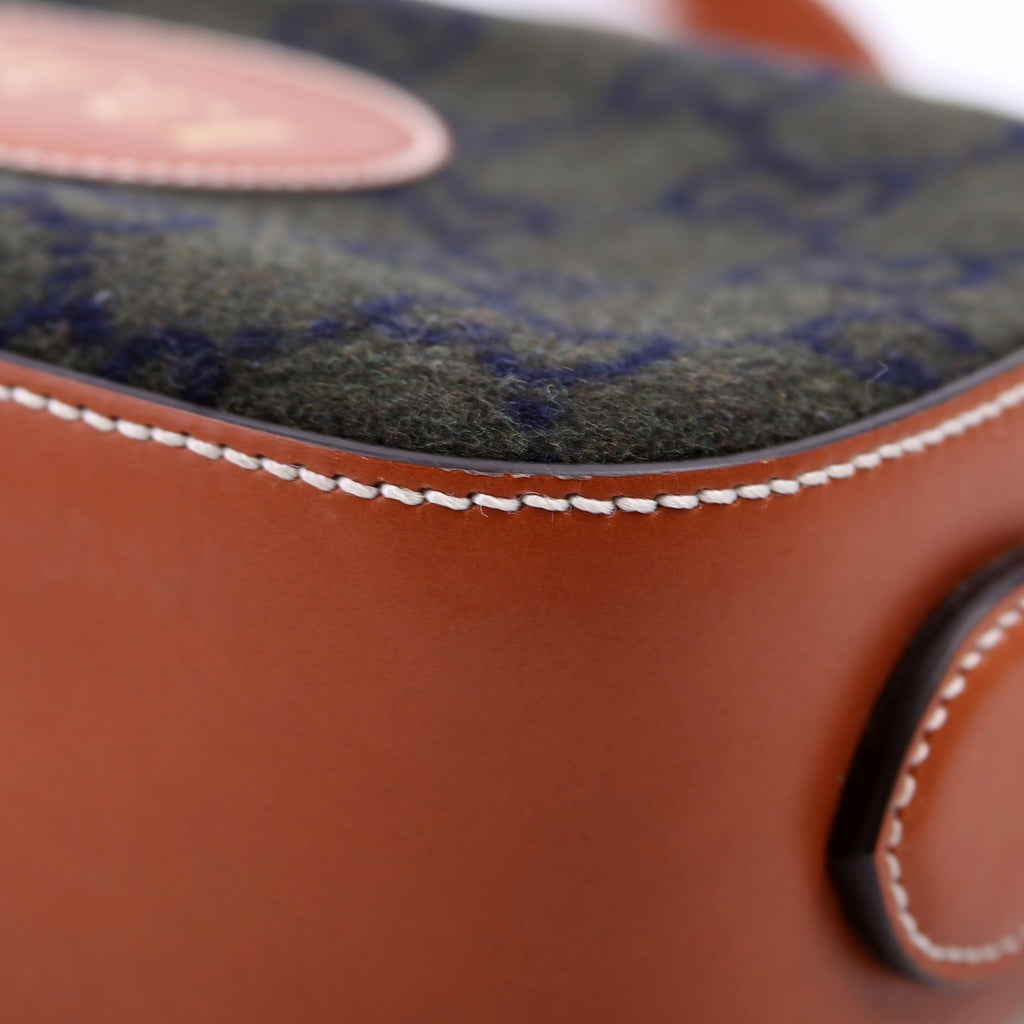 671625 GG Wool/Calfskin Script Patch Shoulder