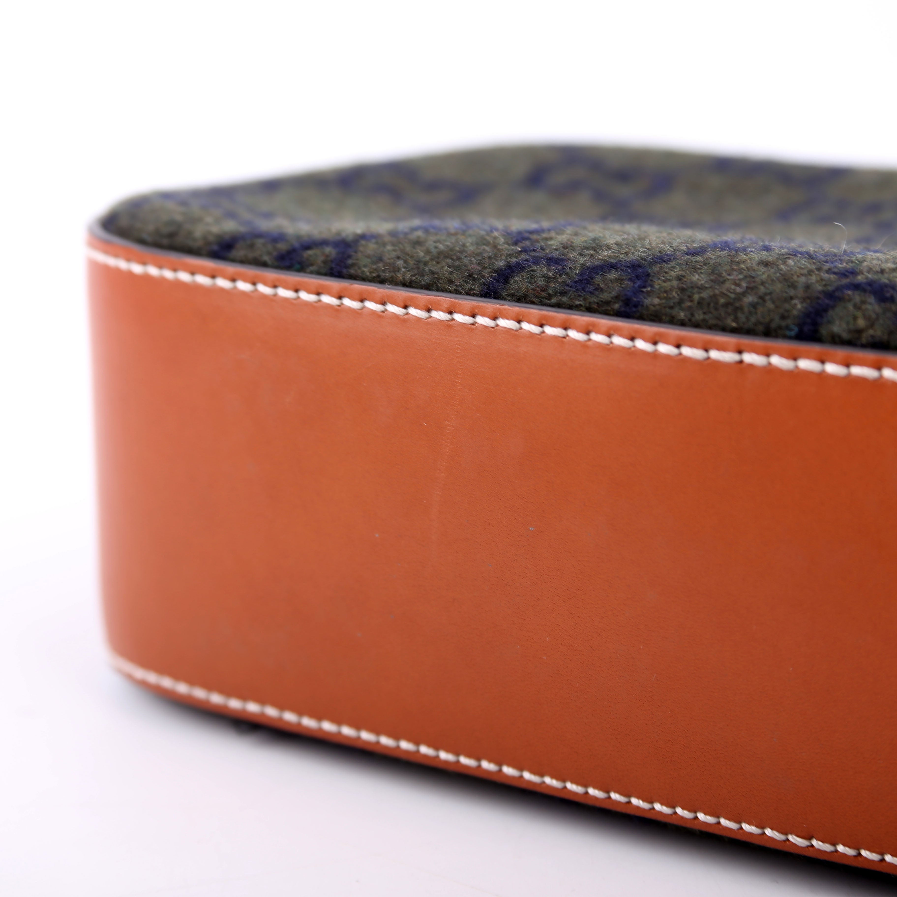 671625 GG Wool/Calfskin Script Patch Shoulder