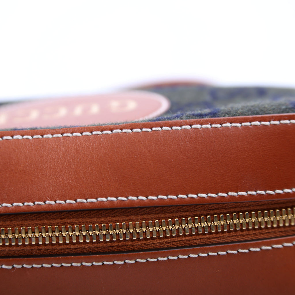 671625 GG Wool/Calfskin Script Patch Shoulder