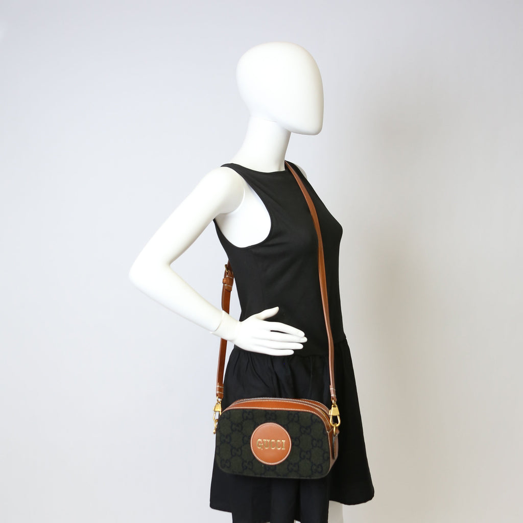 671625 GG Wool/Calfskin Script Patch Shoulder
