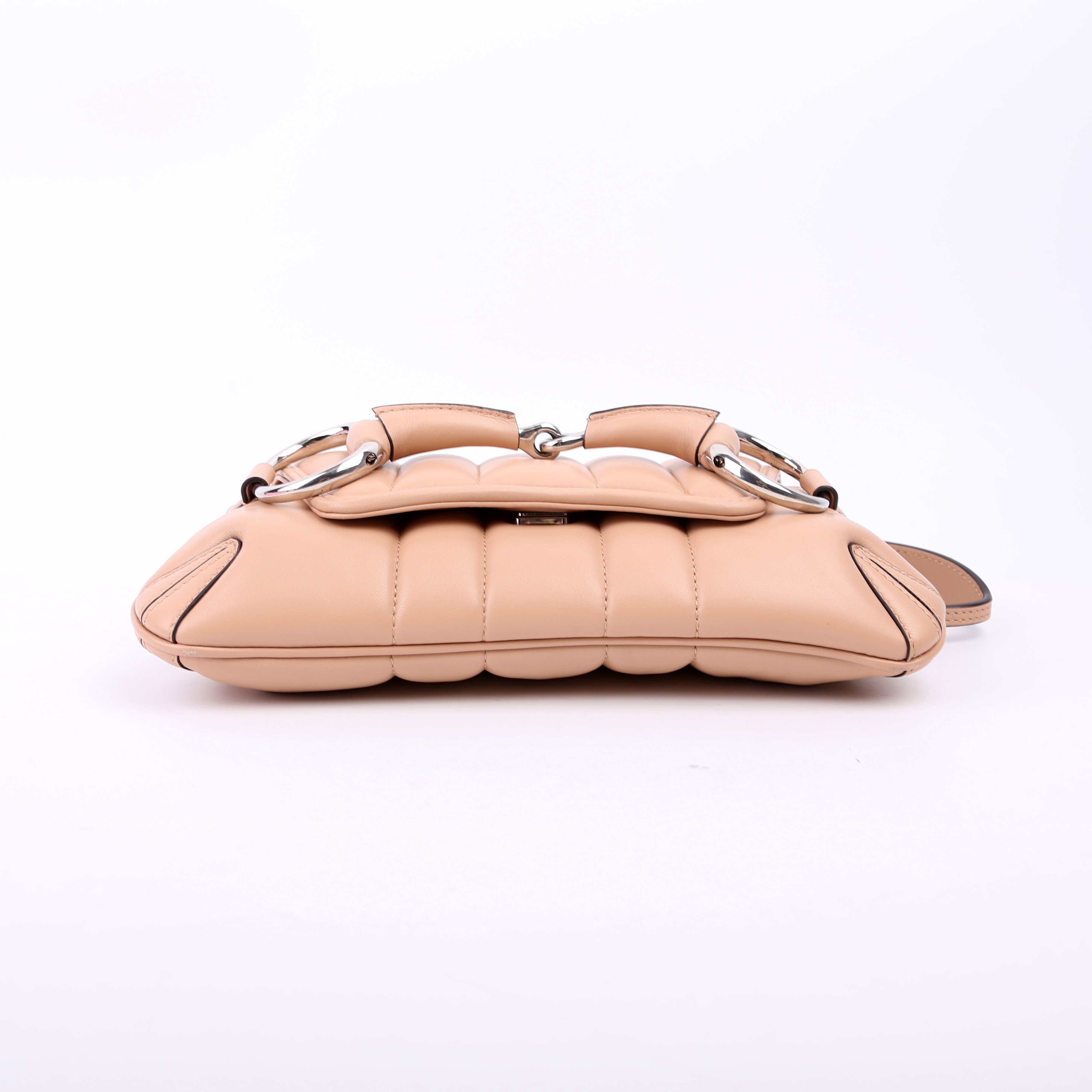 Gucci 764339 Vertical Quilted Maxi Horsebit Chain Medium Shoulder Bag Tan