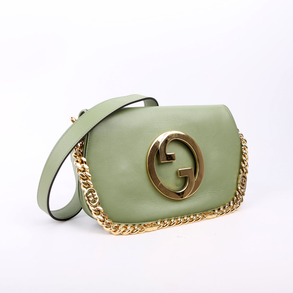 Gucci 699268 Blondie Leather Shoulder Bag Green