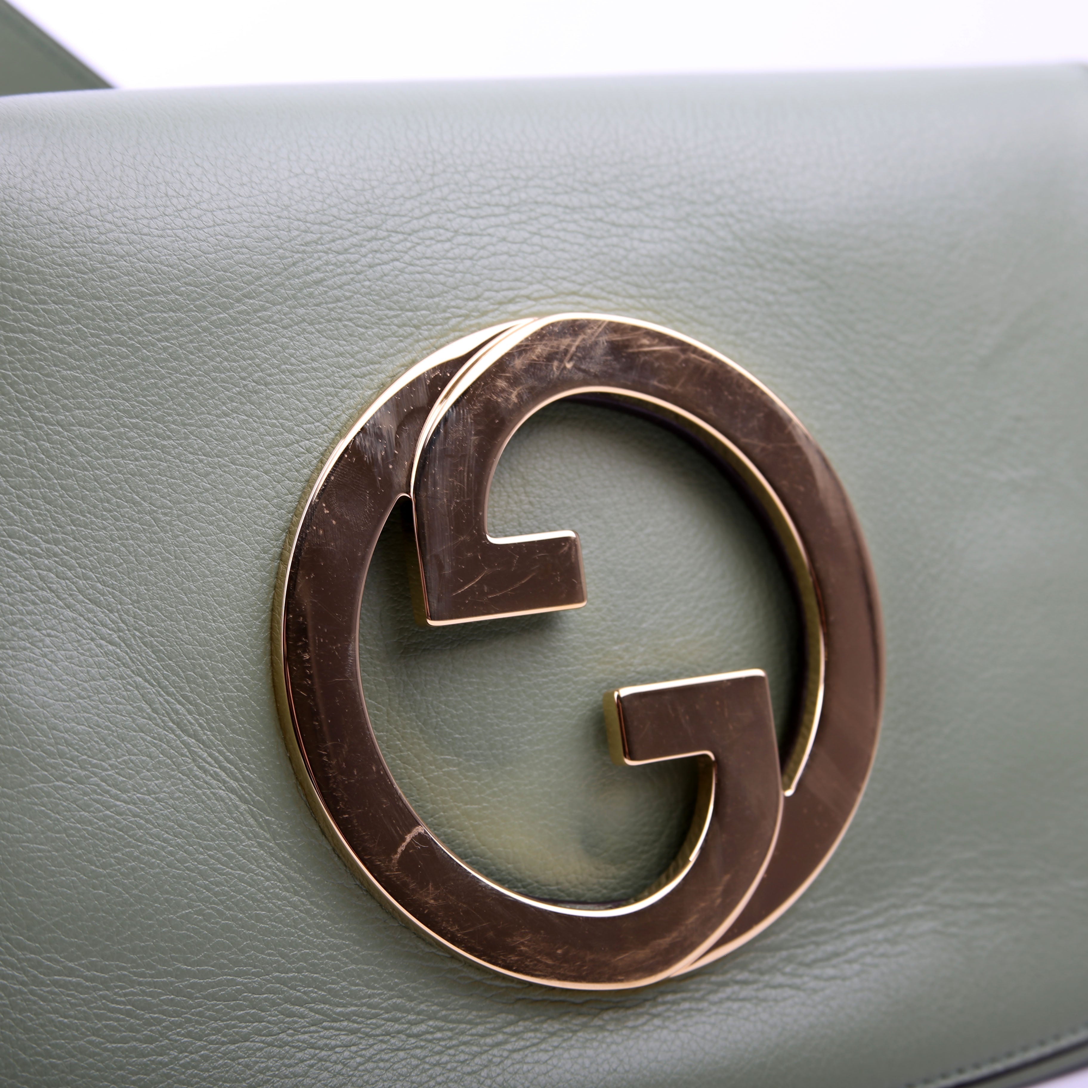 Gucci 699268 Blondie Leather Shoulder Bag Green