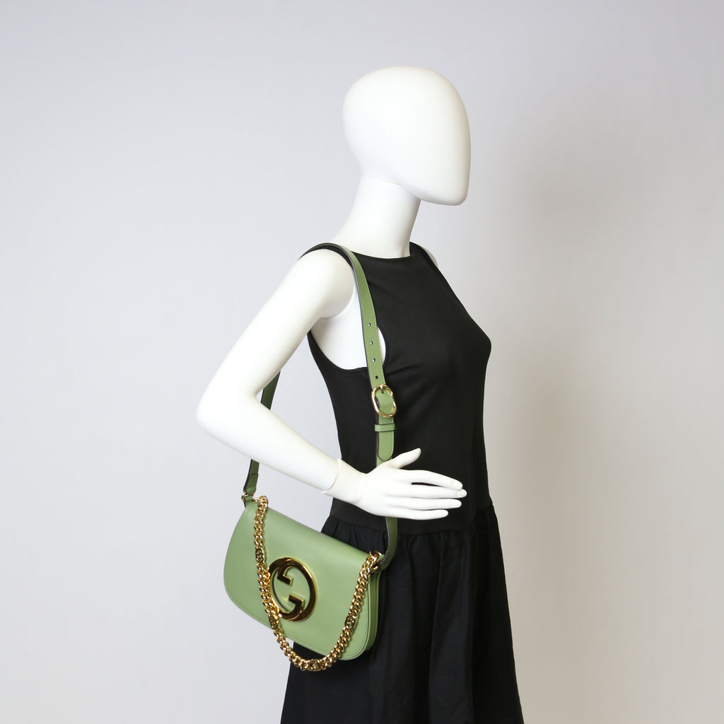 Gucci 699268 Blondie Leather Shoulder Bag Green