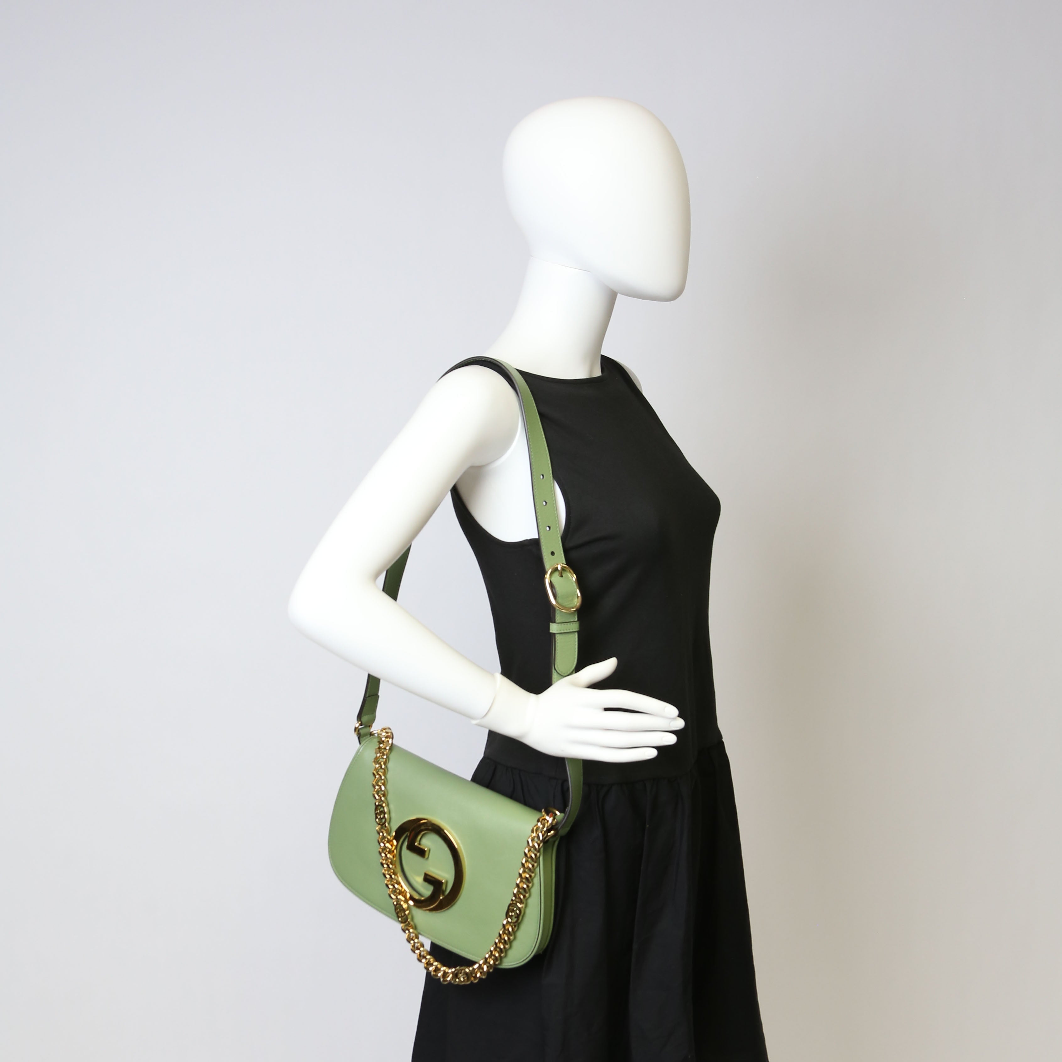 Gucci 699268 Blondie Leather Shoulder Bag Green