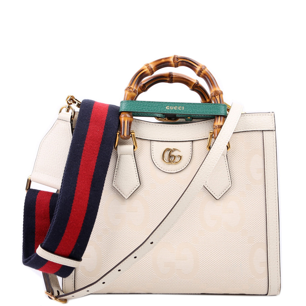 Gucci 660195 Jumbo GG Canvas Diana Small Tote White