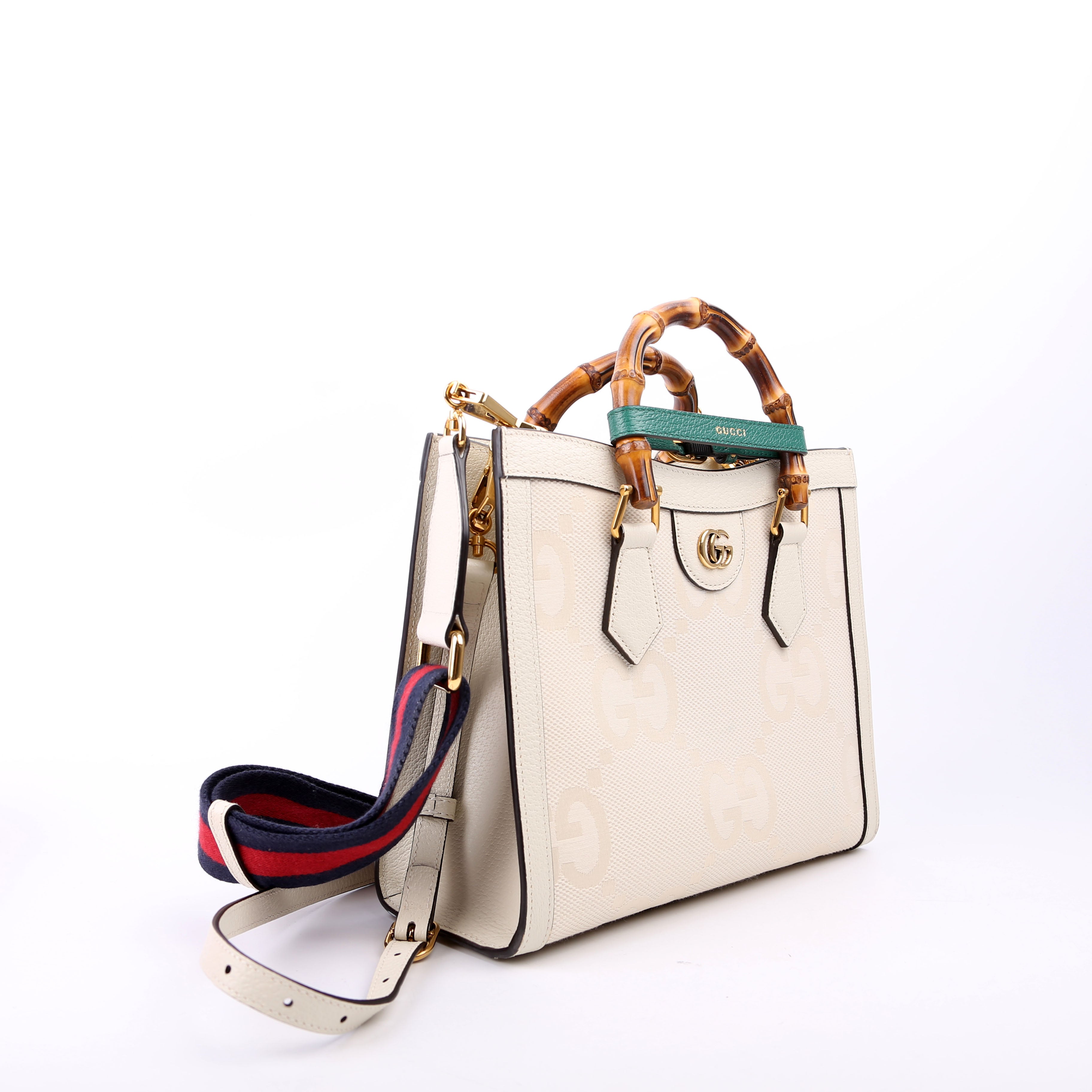 Gucci 660195 Jumbo GG Canvas Diana Small Tote White