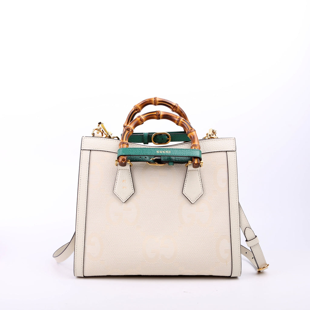 Gucci 660195 Jumbo GG Canvas Diana Small Tote White