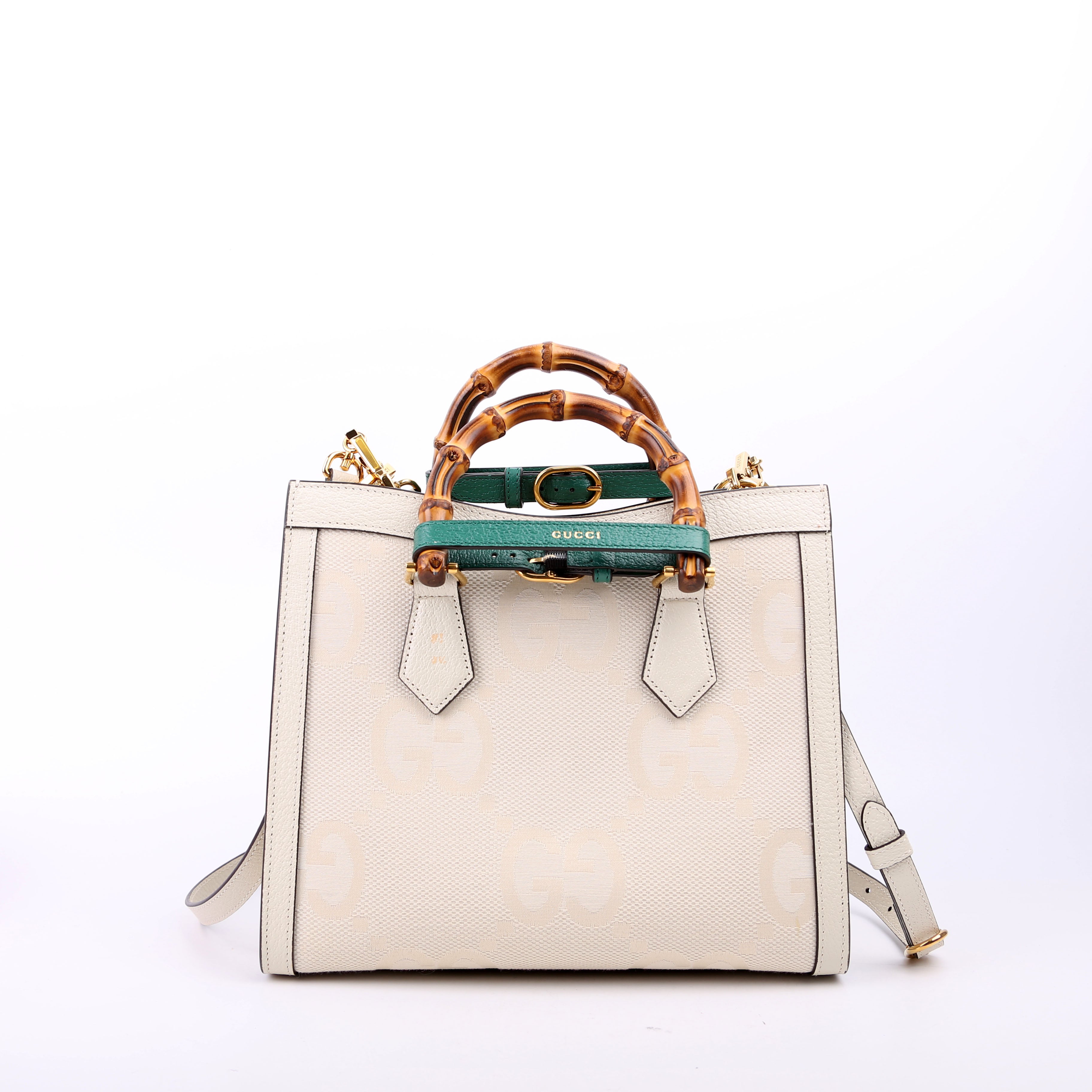 Gucci 660195 Jumbo GG Canvas Diana Small Tote White