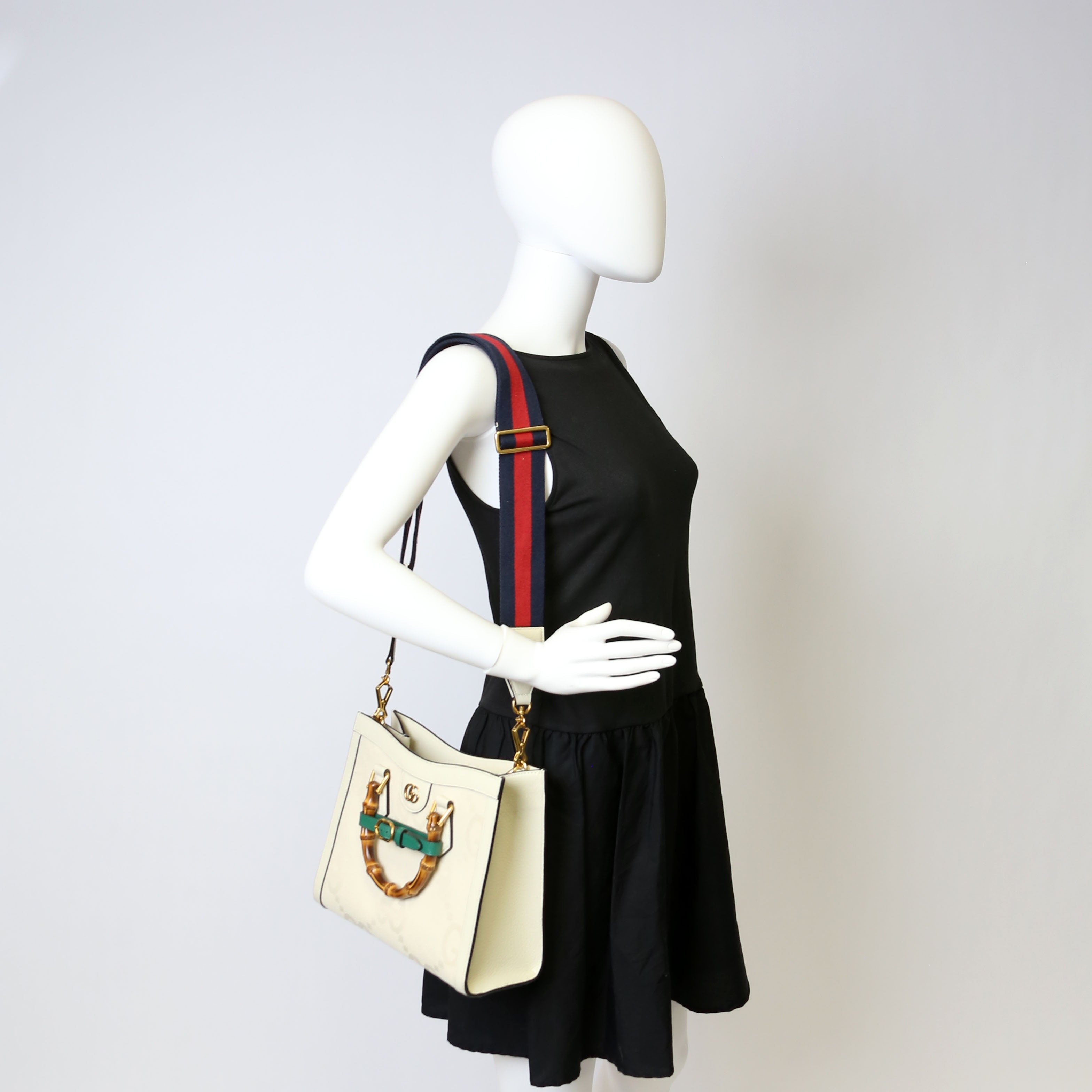 Gucci 660195 Jumbo GG Canvas Diana Small Tote White