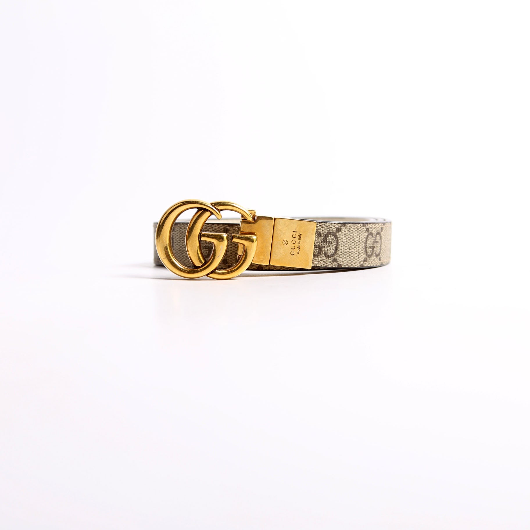 659418 GG Marmont Thin Reverse Supreme/Leather Belt Size 80/32