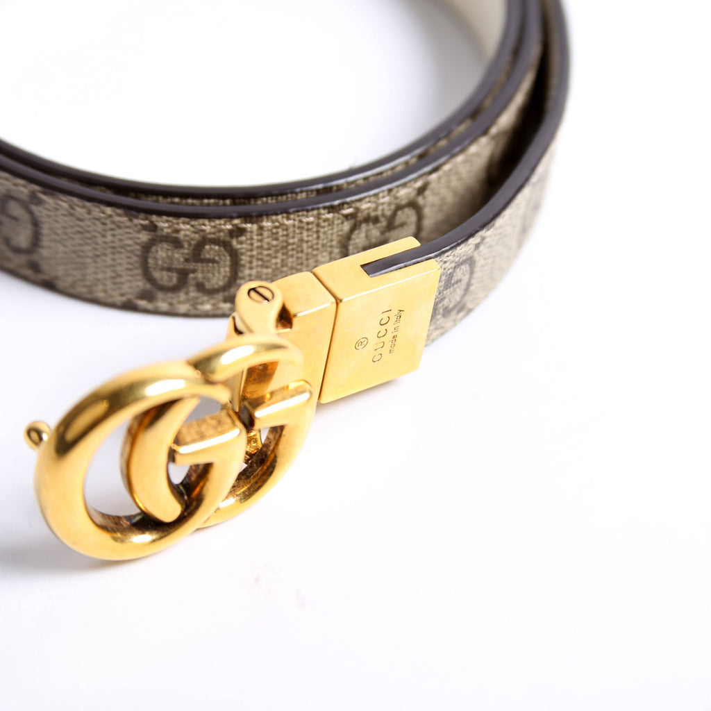659418 GG Marmont Thin Reverse Supreme/Leather Belt Size 80/32