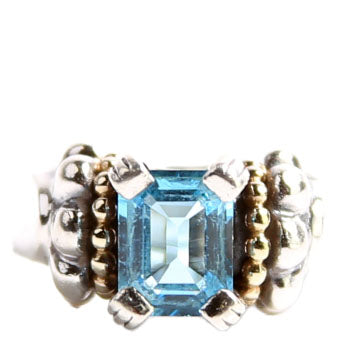 Blue Topaz Glacier Caviar 925/750 Size 7
