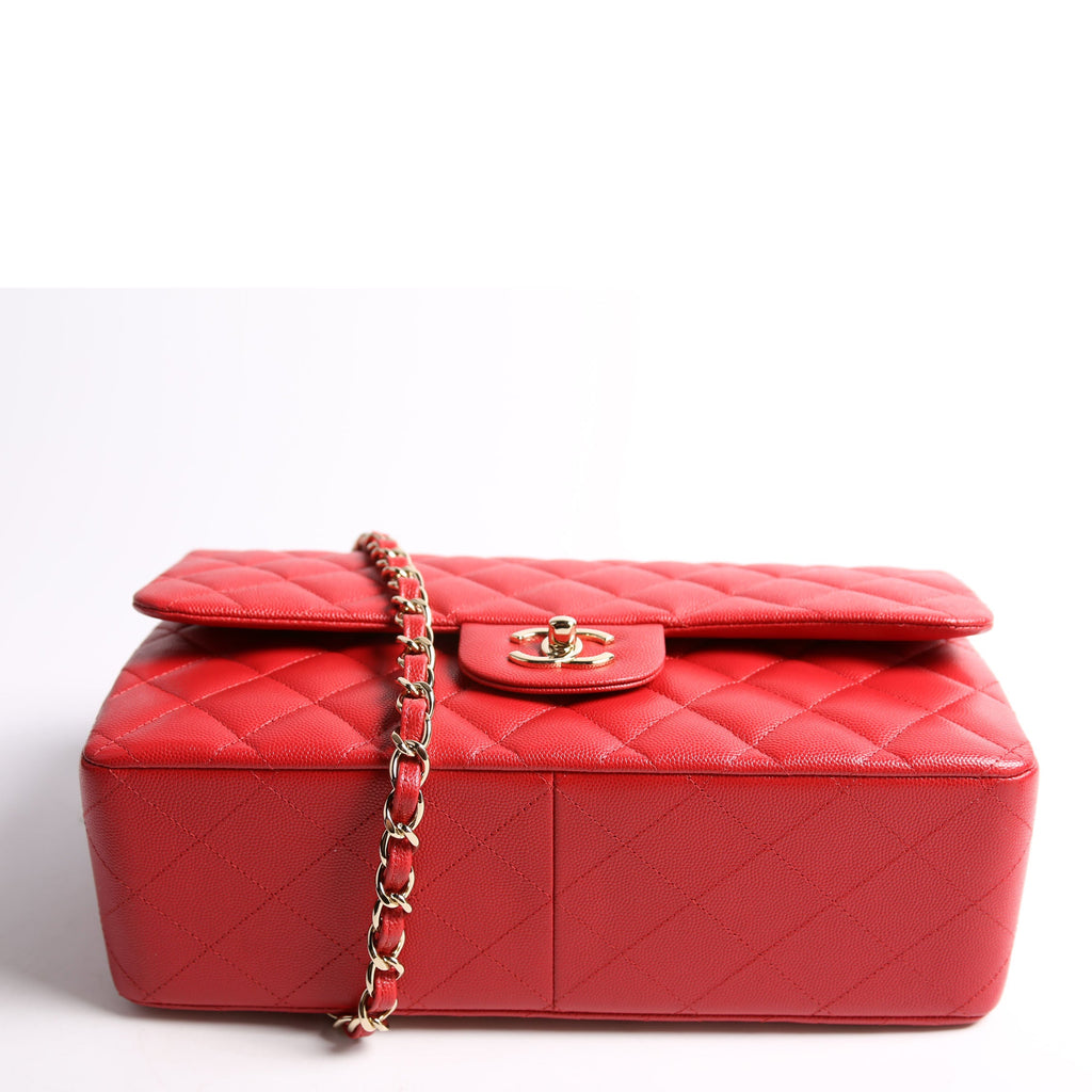 Classic Flap Jumbo Caviar RFID Red