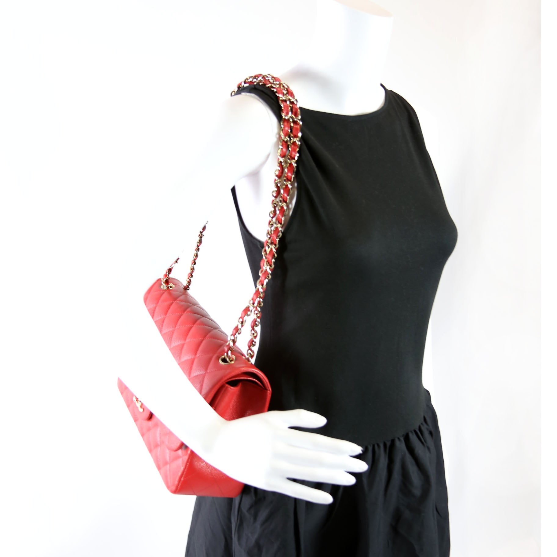 Classic Flap Jumbo Caviar RFID Red