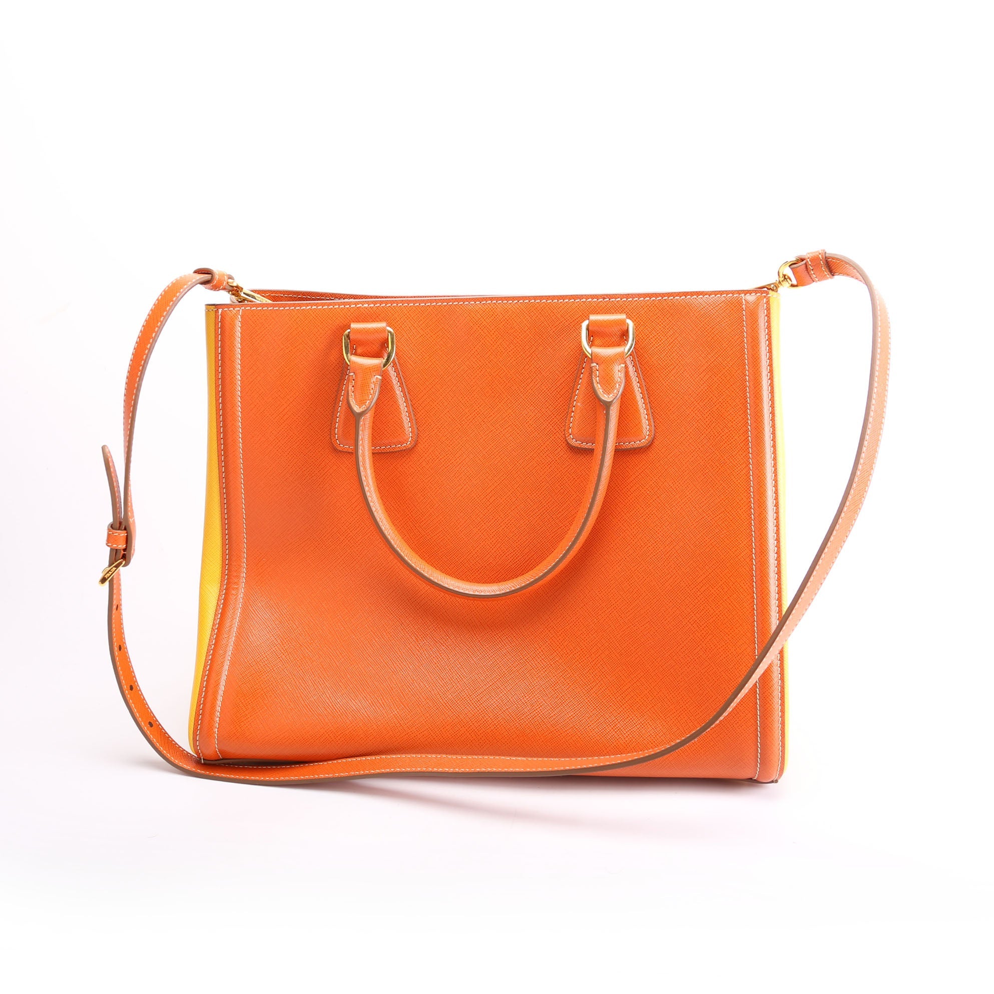 Prada Saffiano Lux Tote Medium Orange/Yellow