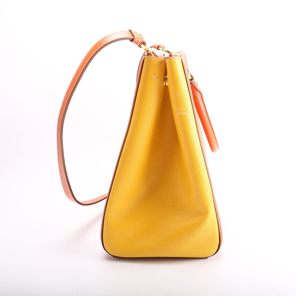 Prada Saffiano Lux Tote Medium Orange/Yellow