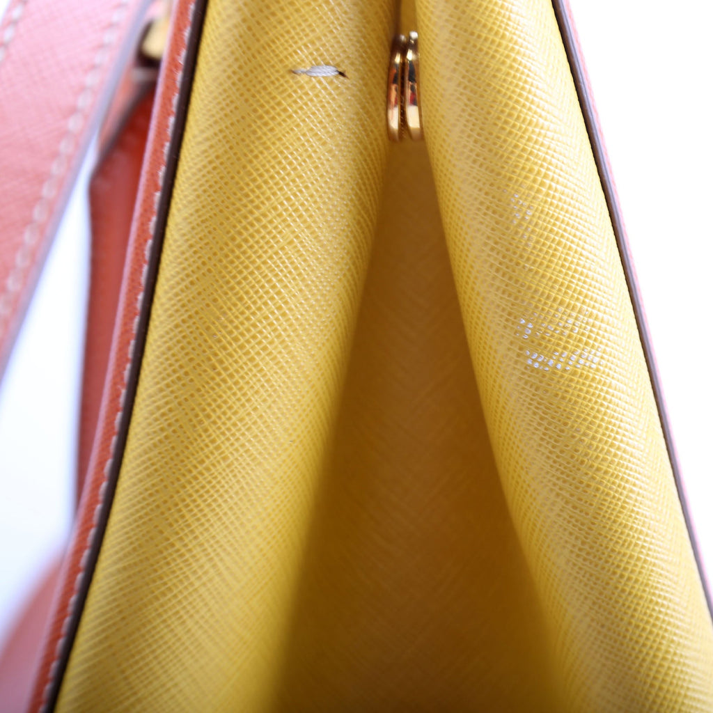 Prada Saffiano Lux Tote Medium Orange/Yellow