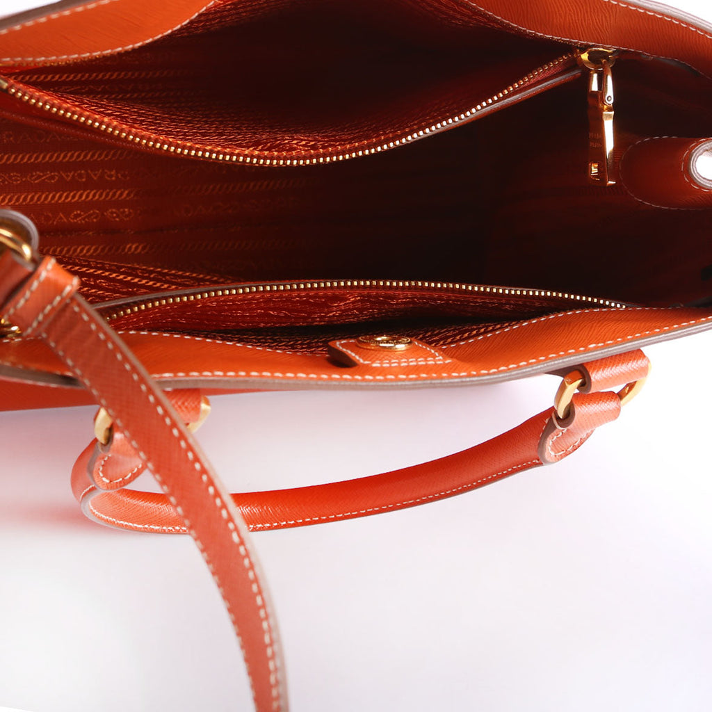 Prada Saffiano Lux Tote Medium Orange/Yellow