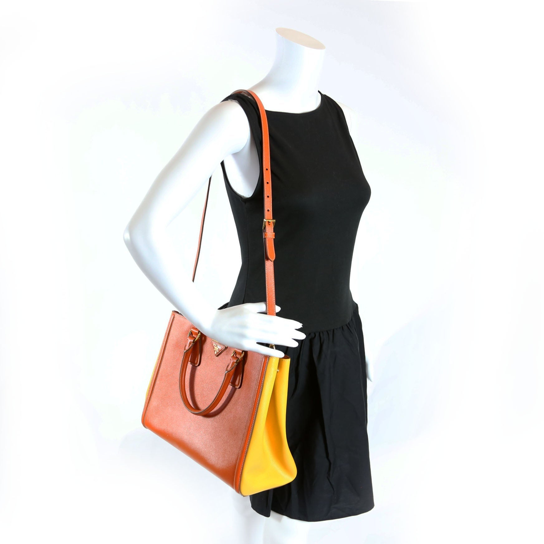 Prada Saffiano Lux Tote Medium Orange/Yellow