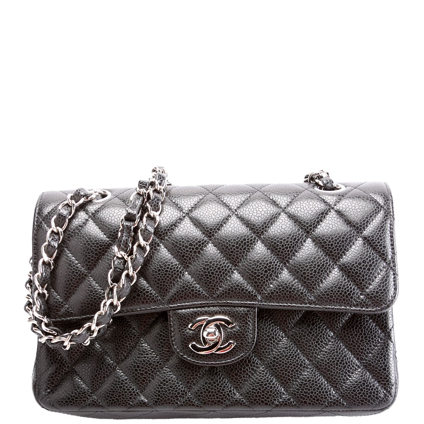 Classic Flap Small Caviar 31M Black/Silver