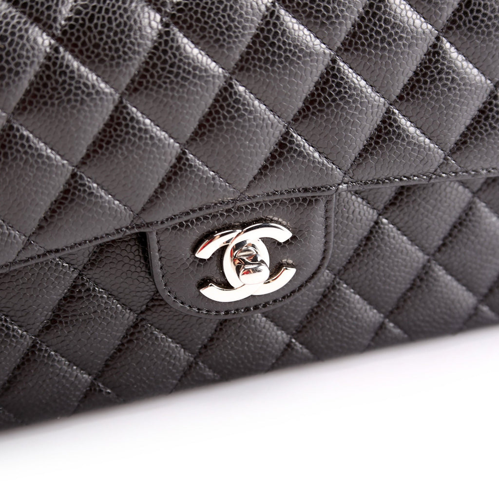 Classic Flap Small Caviar 31M Black/Silver