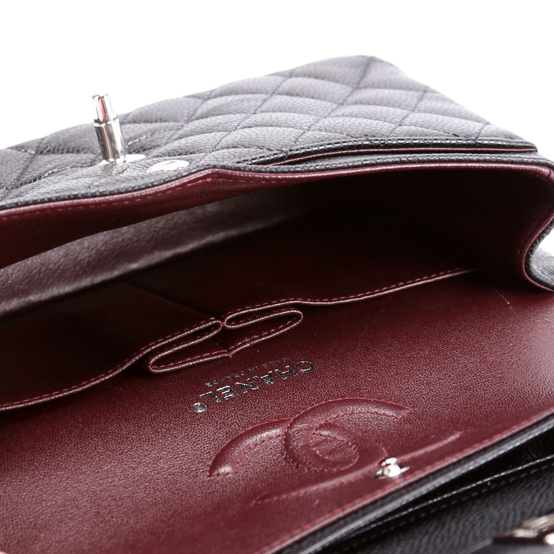 Classic Flap Small Caviar 31M Black/Silver