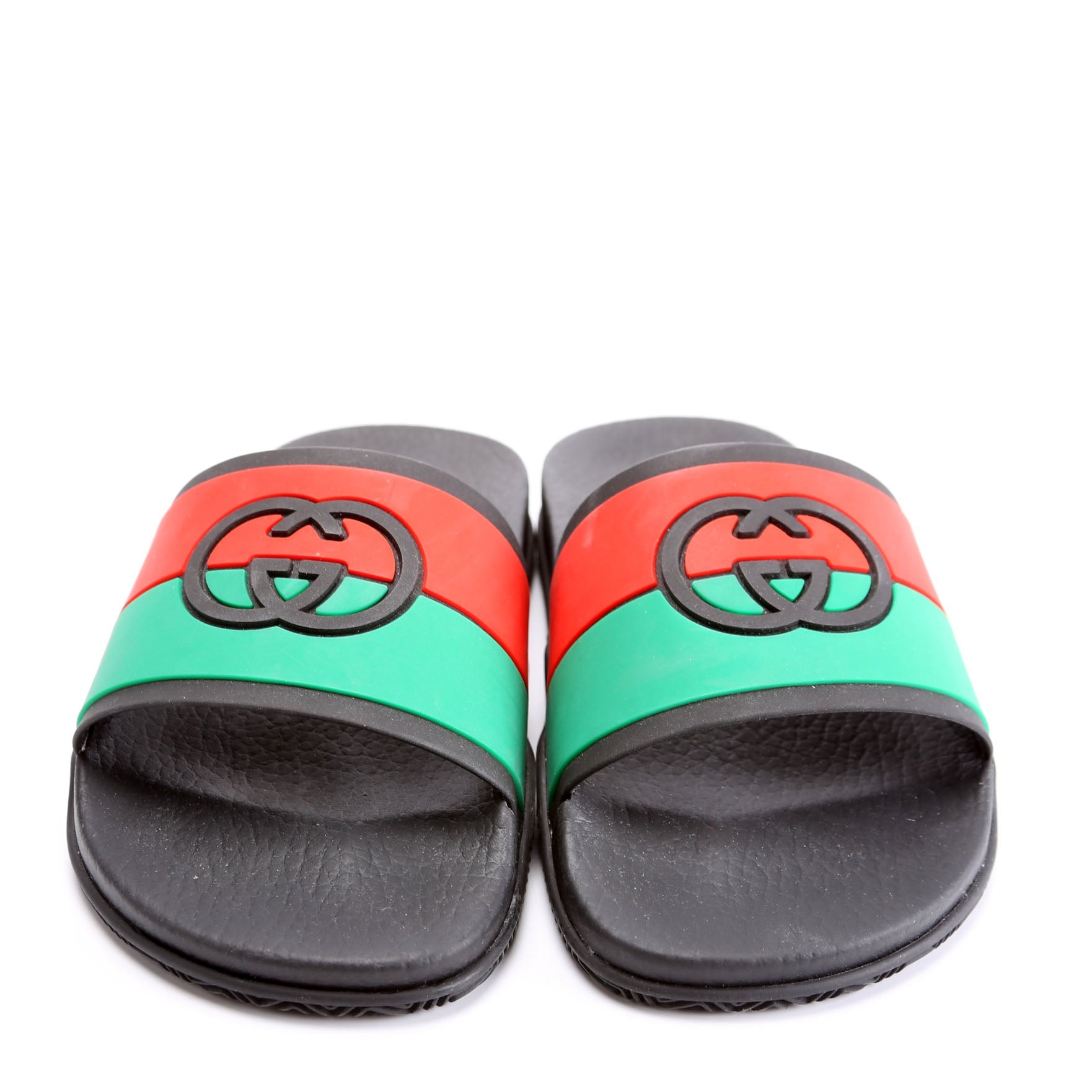 Interlocking G Web Stripe Slides Size 36 Black