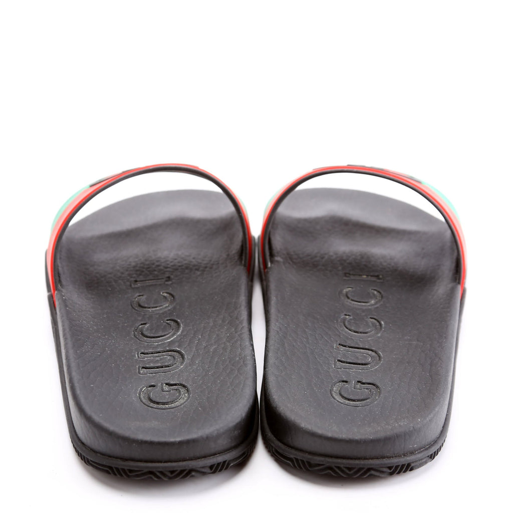 Interlocking G Web Stripe Slides Size 36 Black