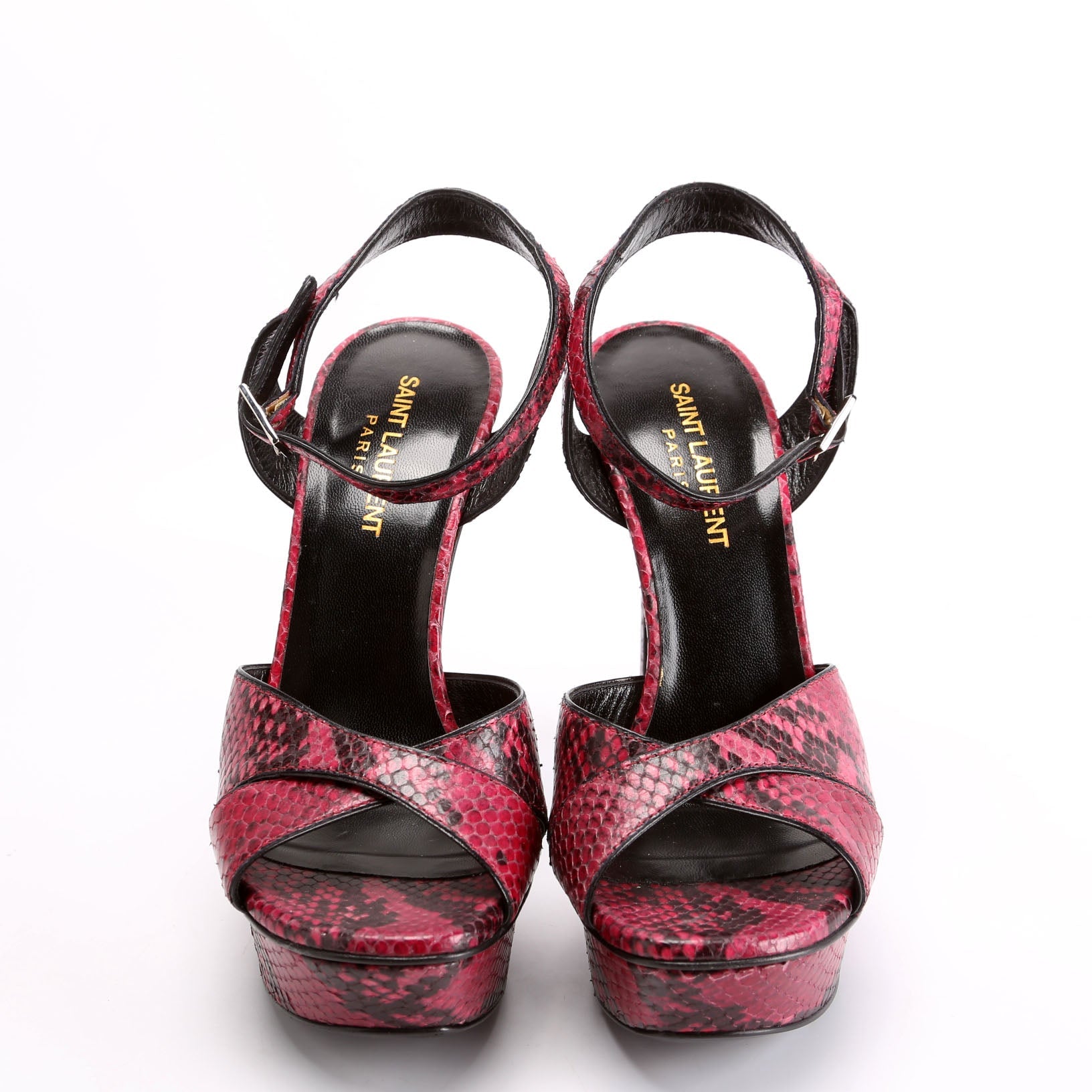 Tribute Platform Sandals Snakeskin Size 37.5 Berry