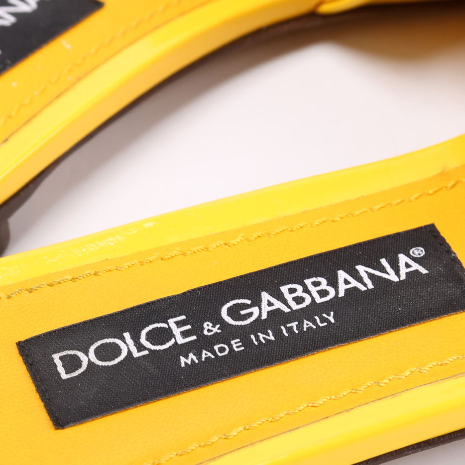DG Logo Patent Leather Sandals Size 39.5 Yellow